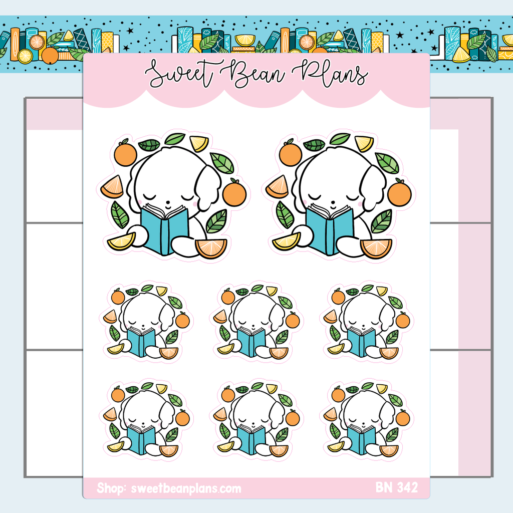 Citrus Reading Bean Vinyl Planner Stickers | Bn 342