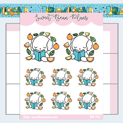 Citrus Reading Bean Vinyl Planner Stickers | Bn 342