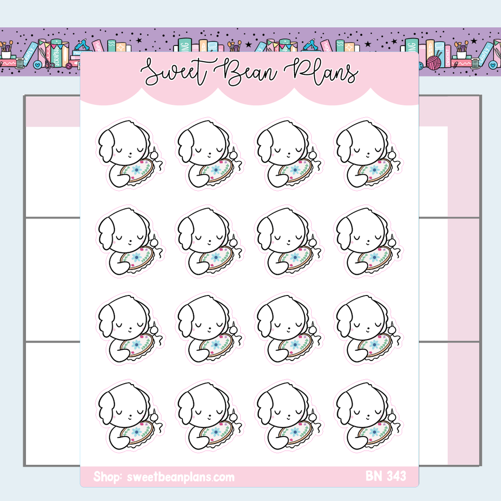 Cross Stitch Bean Vinyl Planner Stickers | Bn 343