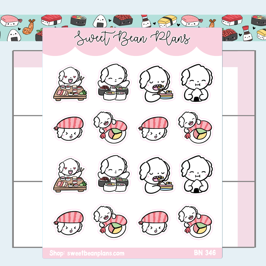 Sushi Bean Vinyl Planner Stickers | Bn 346