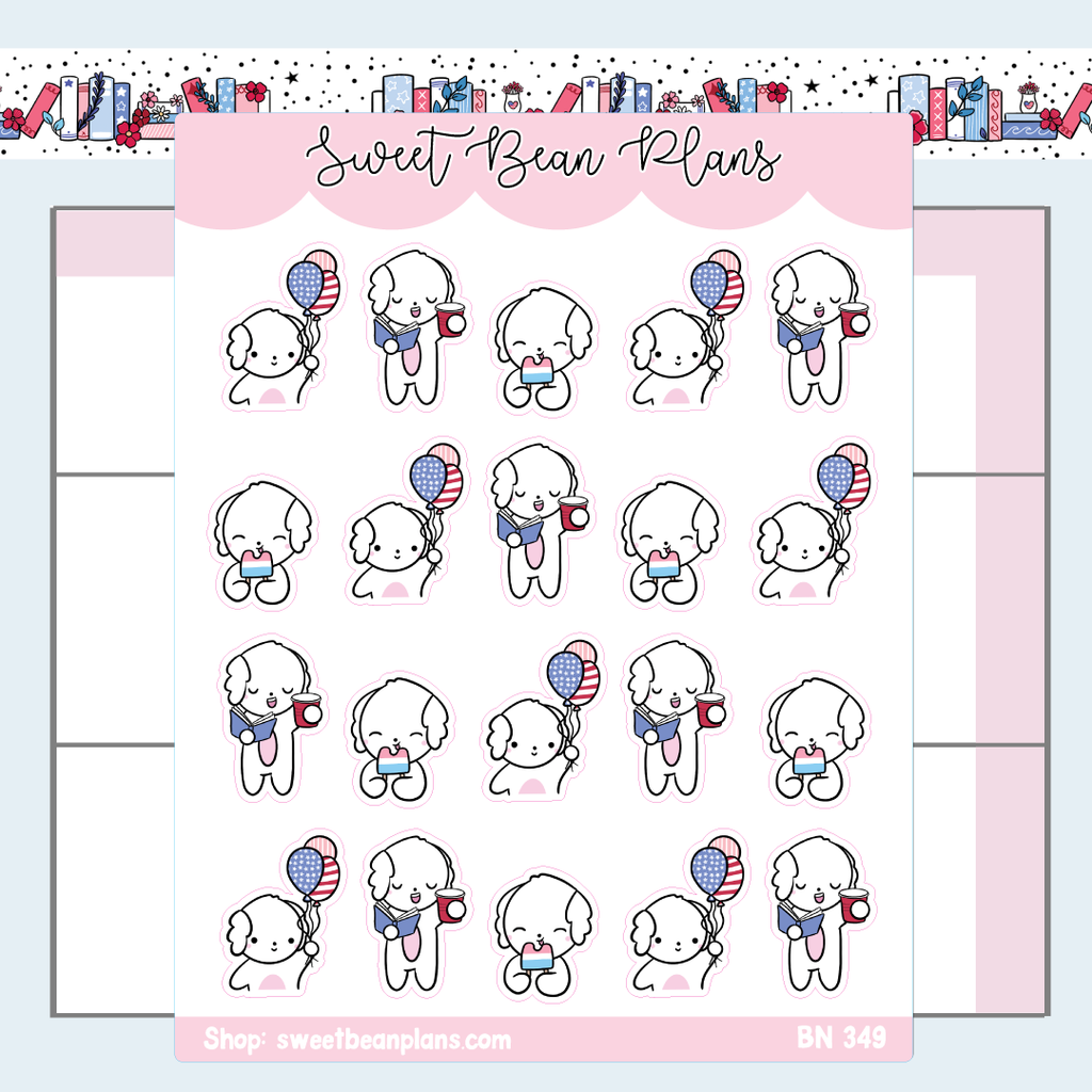 Fourth of July Bean Vinyl Planner Stickers | Bn 349