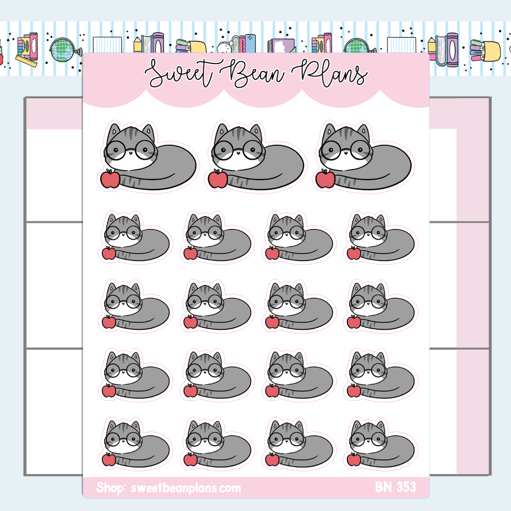 Teacher Cat Vinyl Planner Stickers | Bn 353