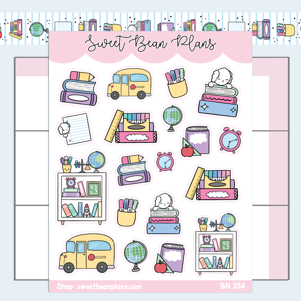 School Bookish Bean Vinyl Planner Stickers | Bn 354