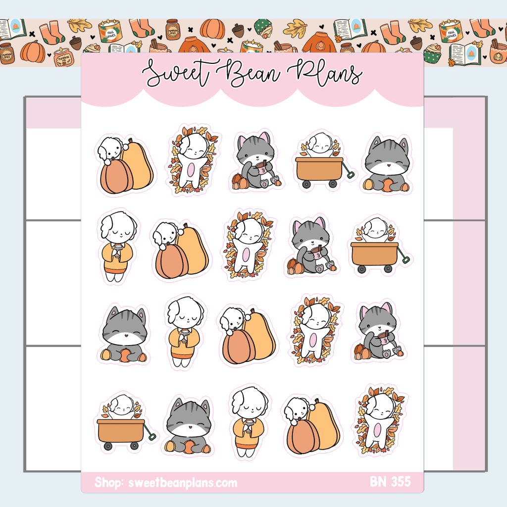 Fall Bean + Kevin Vinyl Planner Stickers | Bn 355