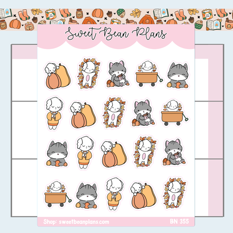 Fall Bean + Kevin Vinyl Planner Stickers | Bn 355