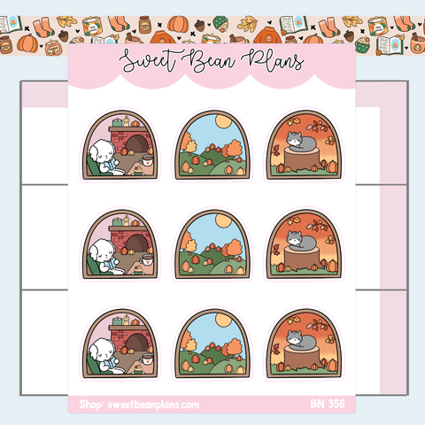 Fall Windows Vinyl Planner Stickers | Bn 356