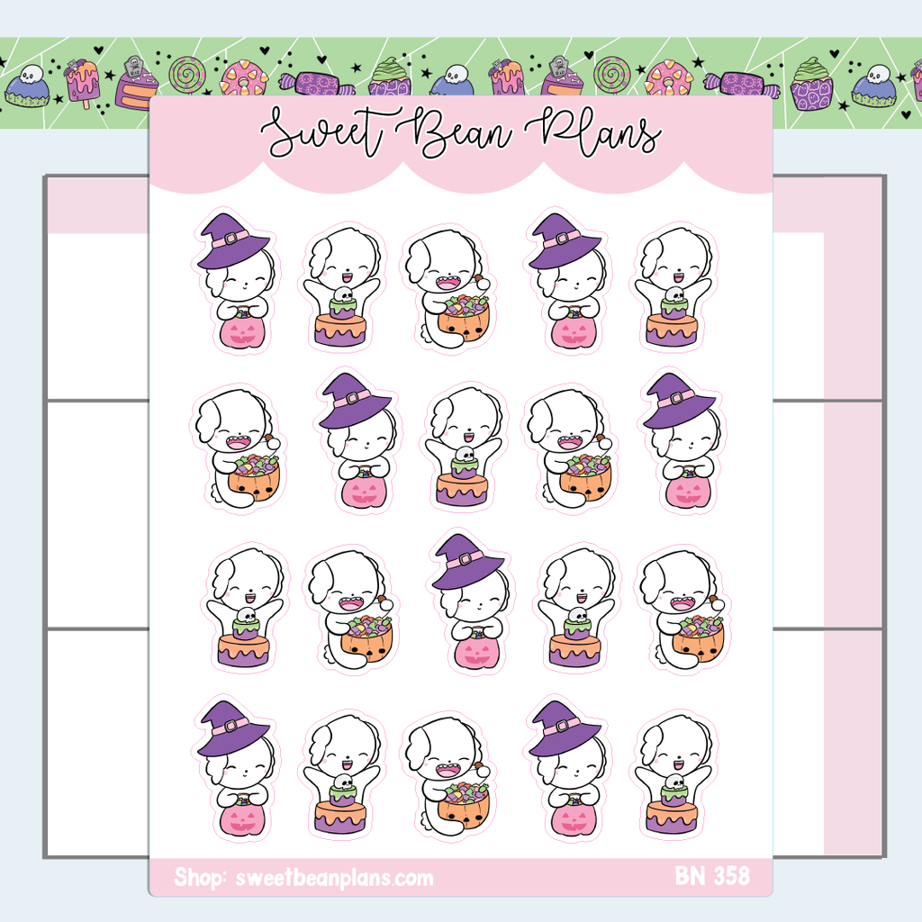 Halloween Party Bean Vinyl Planner Stickers | Bn 358