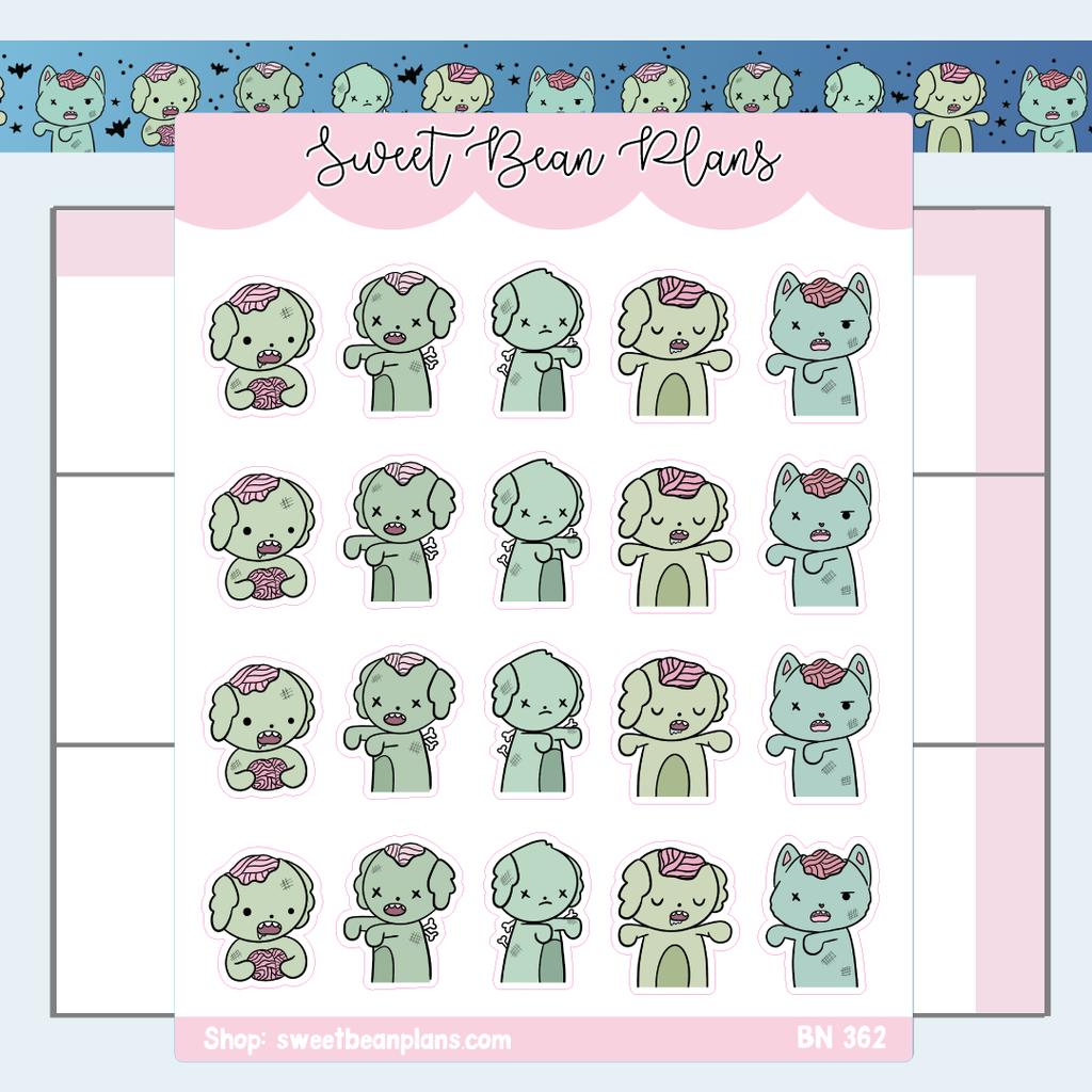 Zombie Bean + Kevin Vinyl Planner Stickers | Bn 362