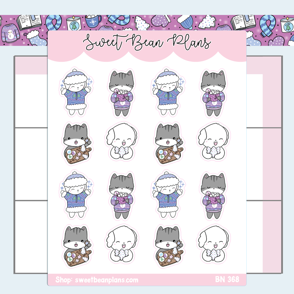 Winter Bean + Kevin Vinyl Planner Stickers | Bn 368