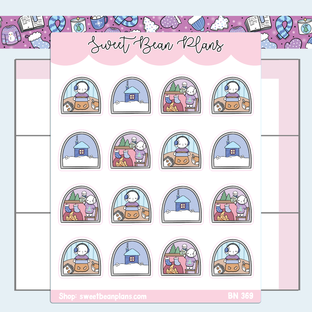 Winter Bean Windows Vinyl Planner Stickers | Bn 369