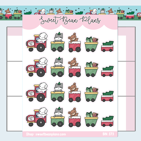 Christmas Train Bean Vinyl Planner Stickers | Bn 373