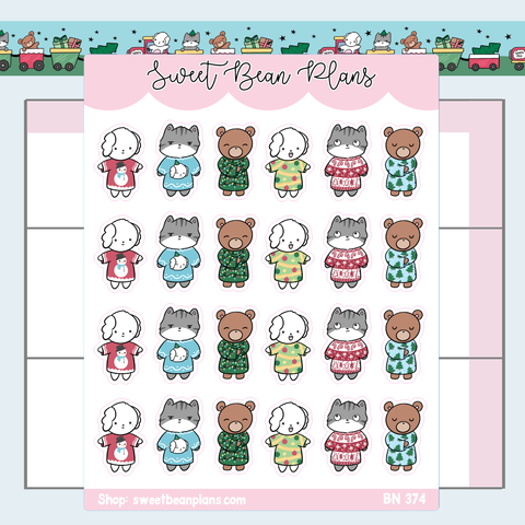 Ugly Xmas Sweater Bean Vinyl Planner Stickers | Bn 374