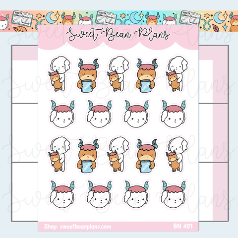 Taurus Bean Vinyl Planner Stickers | Bn 401