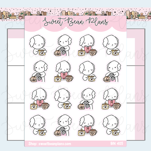 Coffee + Reading Bean Vinyl Planner Stickers | Bn 405