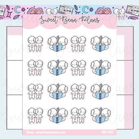 Gemini Bean Vinyl Planner Stickers | Bn 407