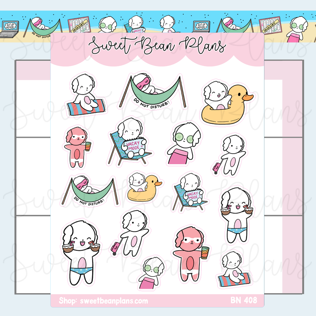 Vacay Mode Beans Vinyl Planner Stickers | Bn 408
