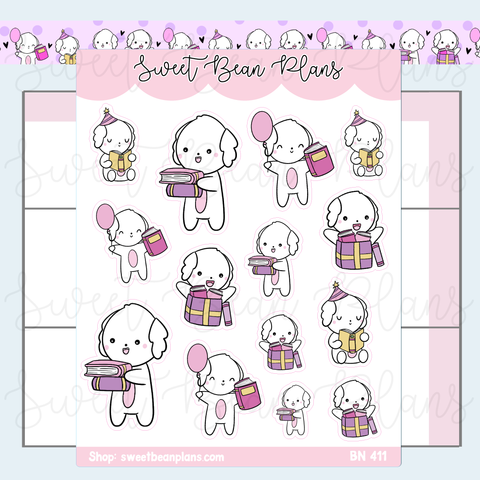 Bookish Birthday Bean Vinyl Planner Stickers | Bn 411