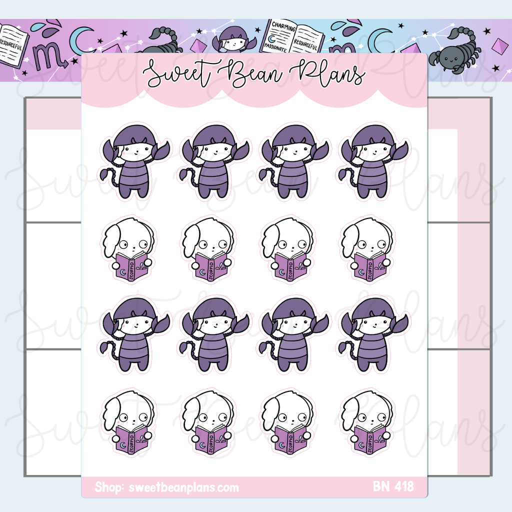 Scorpio Bean Vinyl Planner Stickers | Bn 418