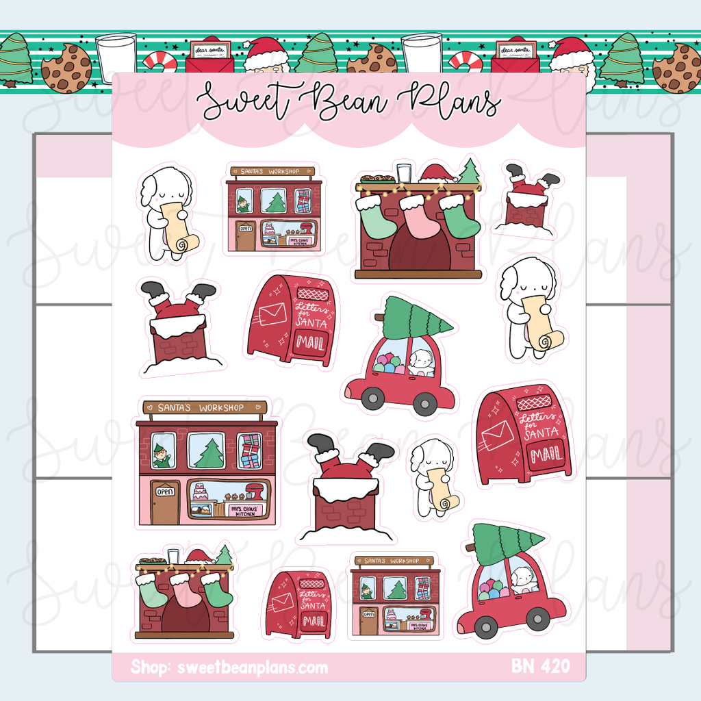 Christmas Bean Vinyl Planner Stickers | Bn 420