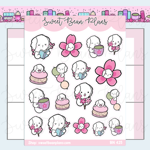 Cherry Blossom Bean Vinyl Planner Stickers | Bn 425