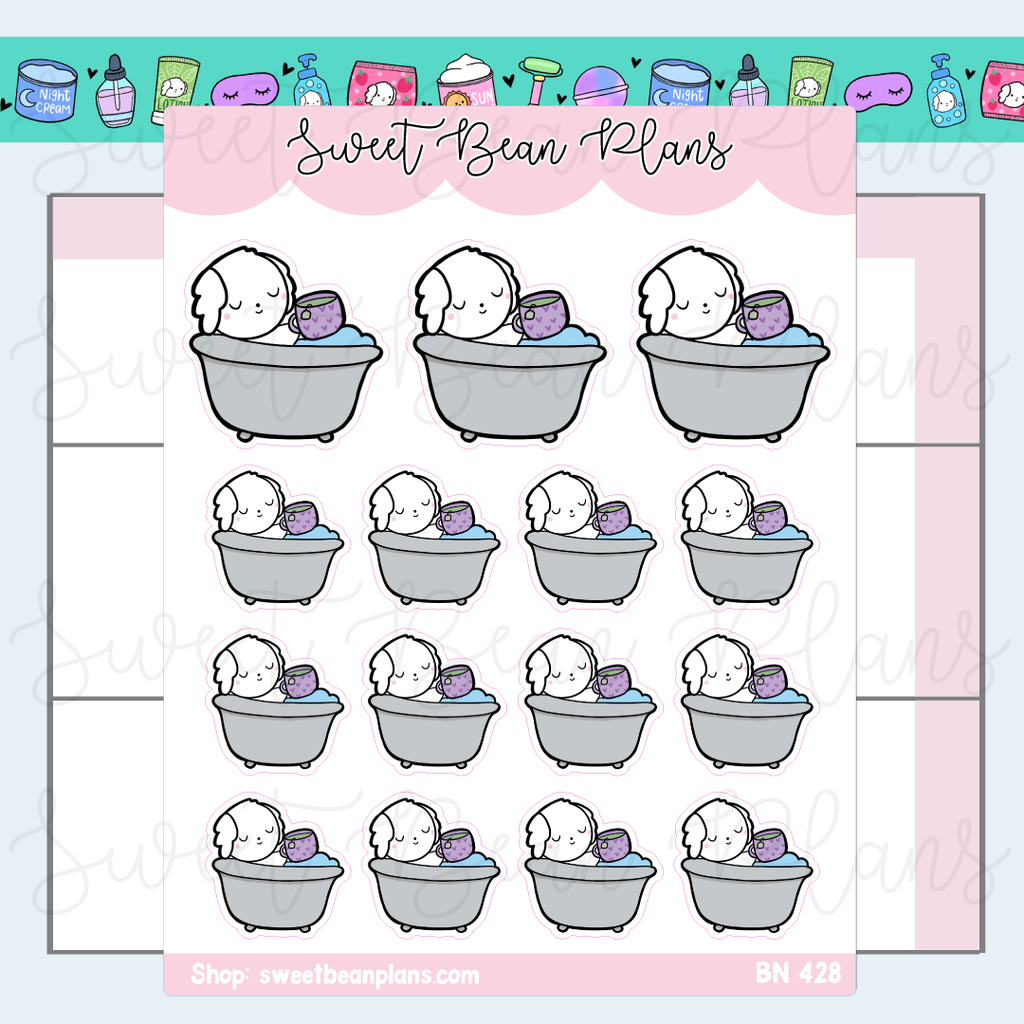 Bath Time Bean Vinyl Planner Stickers | Bn 428