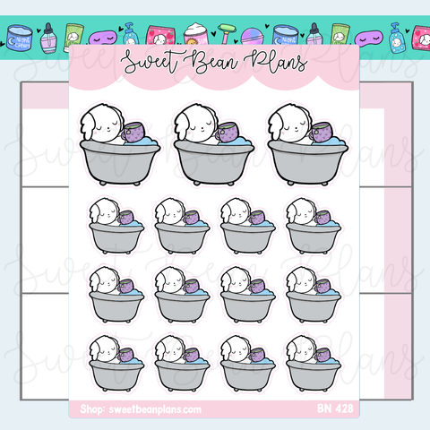 Bath Time Bean Vinyl Planner Stickers | Bn 428