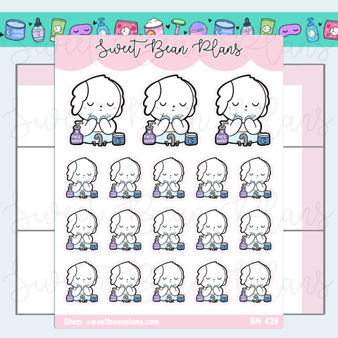 Wash Face Bean Vinyl Planner Stickers | Bn 429