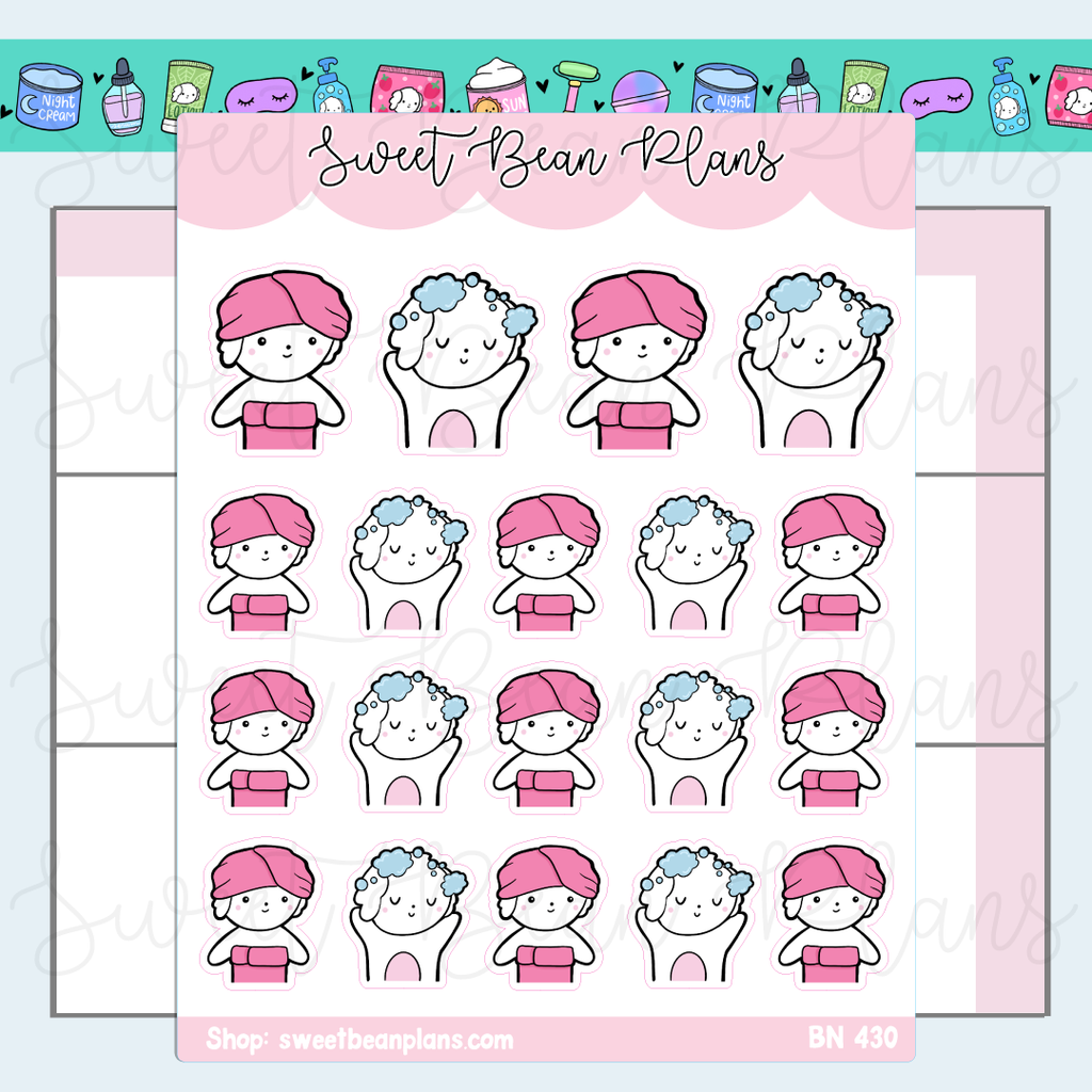 Hair Wash Bean Vinyl Planner Stickers | Bn 430