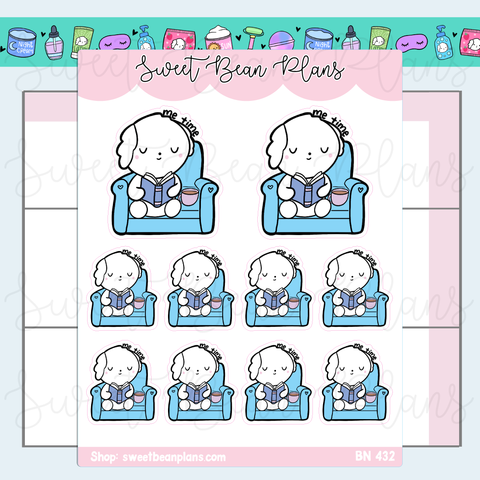 Me Time Reading Bean Vinyl Planner Stickers | Bn 432