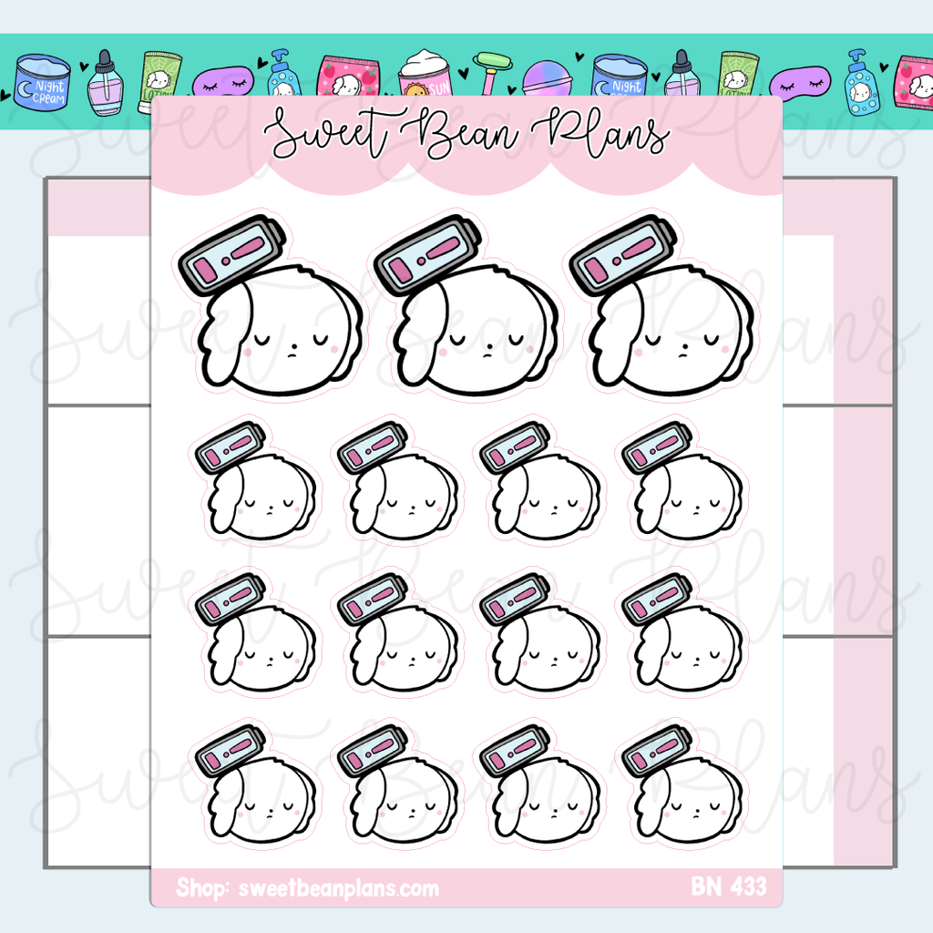 Dead Battery Bean Vinyl Planner Stickers | Bn 433