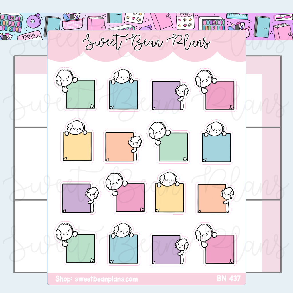 Bean Sticky Notes Vinyl Planner Stickers | Bn 437