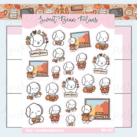 Pumpkin Season Bean Vinyl Planner Stickers | Bn 442