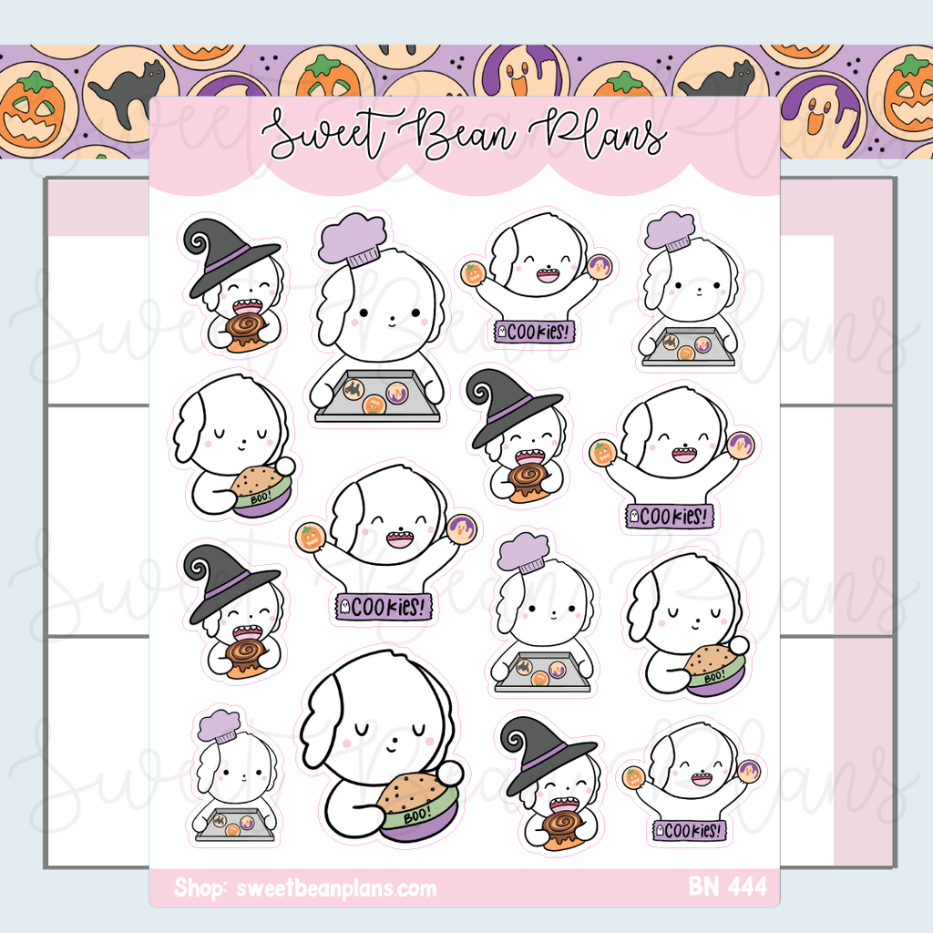 Halloween Cookie Bean Vinyl Planner Stickers | Bn 444