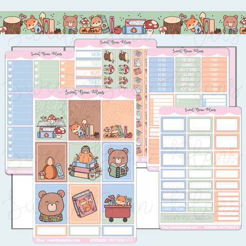 Bookish Critters Weekly Kit Vinyl Planner Stickers