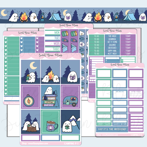 Camping Ghosts Weekly Kit Vinyl Planner Stickers