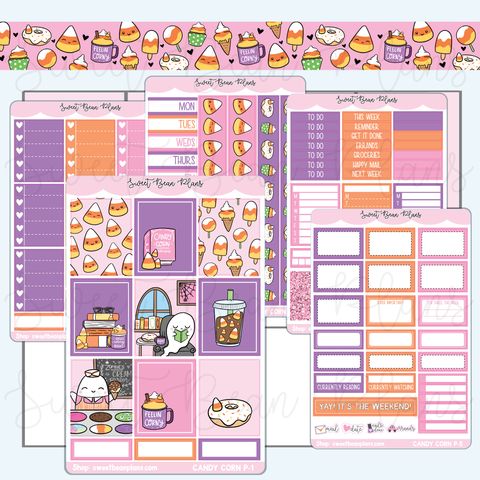 Cute Candy Corn Weekly Kit Vinyl Planner Stickers