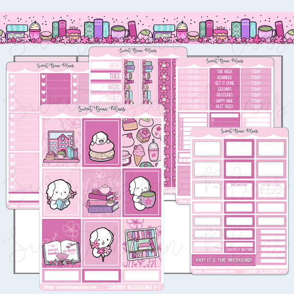 Cherry Blossoms Weekly Kit Vinyl Planner Stickers