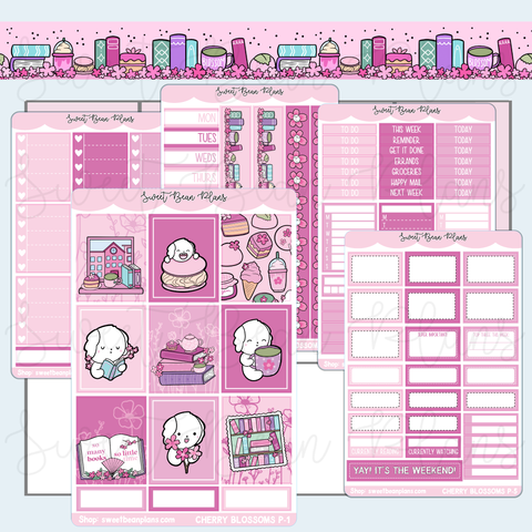 Cherry Blossoms Weekly Kit Vinyl Planner Stickers
