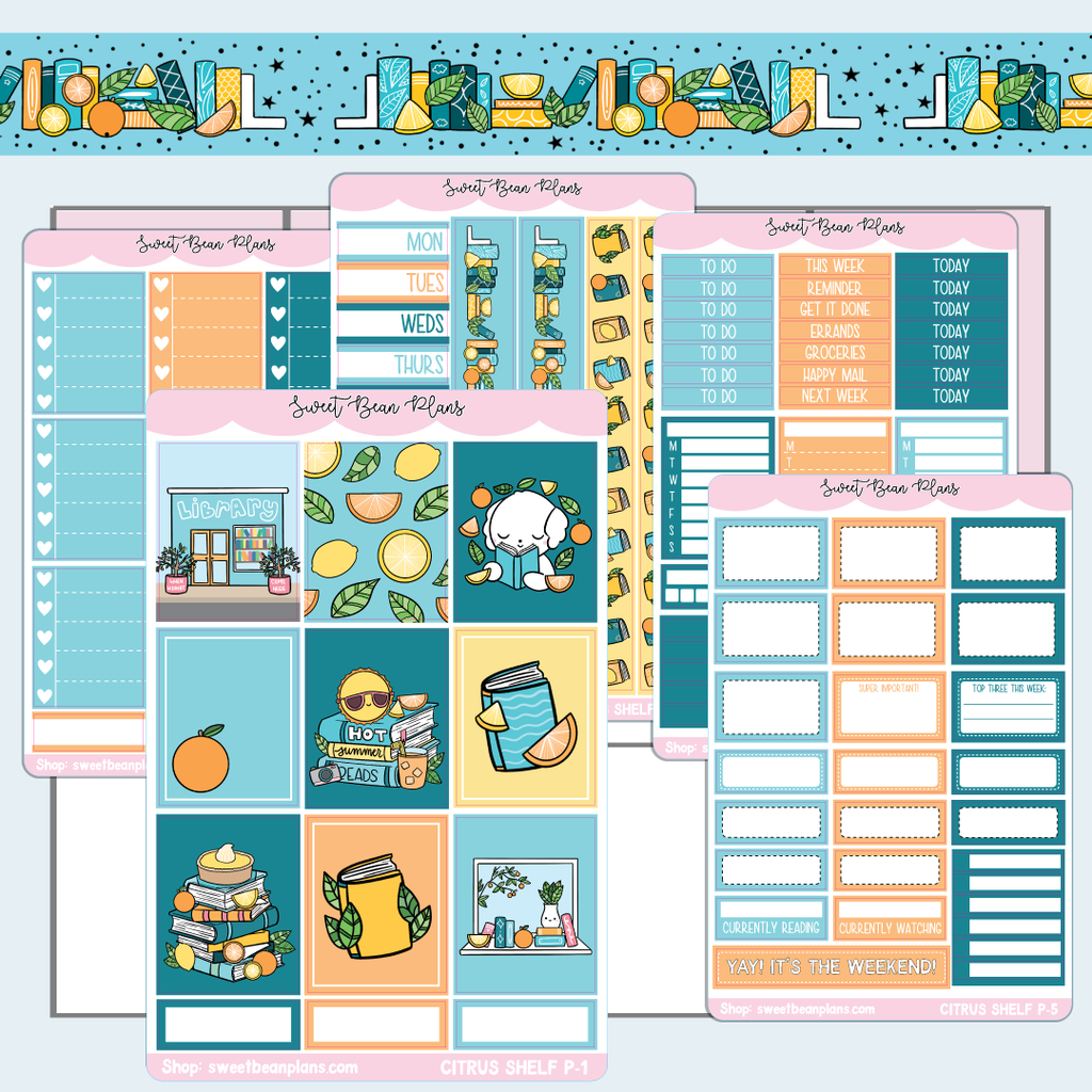 Citrus Bookshelf Weekly Kit Vinyl Planner Stickers