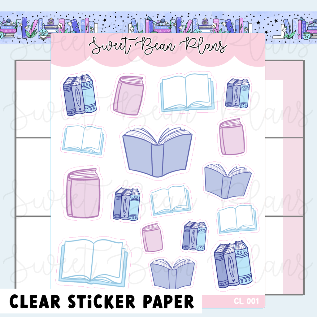 Book Sticker Clear Background CLEAR January Books Vinyl Planner Stickers | Cl 001 – Sweet Bean Plans