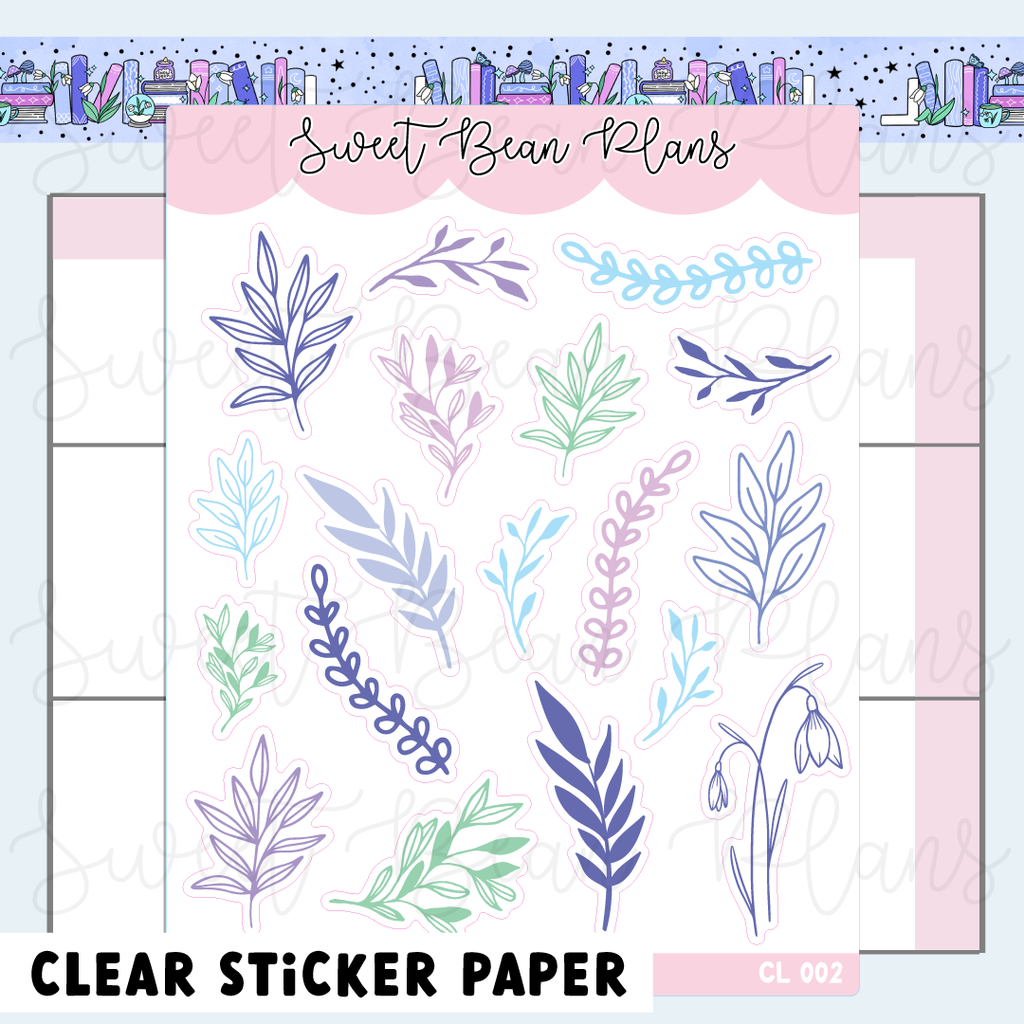 CLEAR January Florals Vinyl Planner Stickers | Cl 002