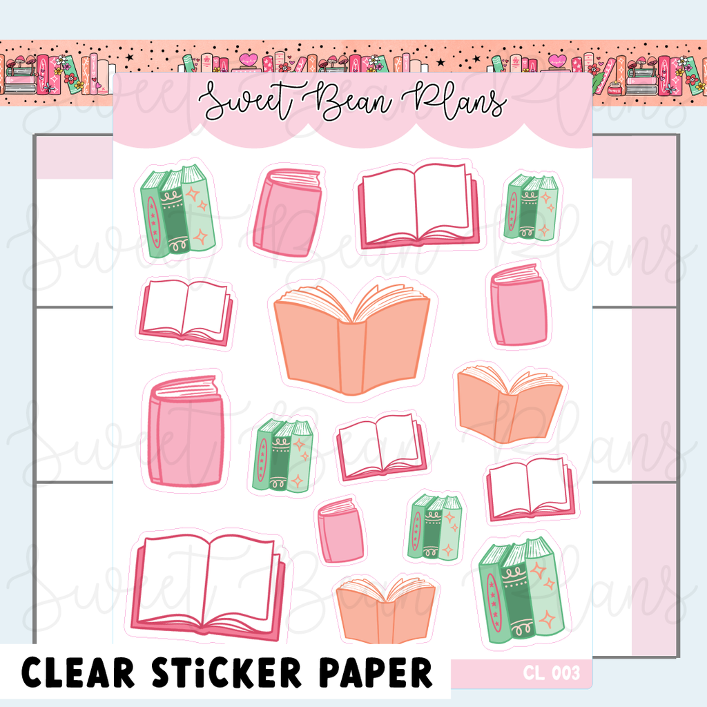 CLEAR February Books Vinyl Planner Stickers | Cl 003