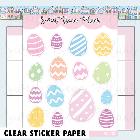 CLEAR Easter Eggs Vinyl Planner Stickers | Cl 012