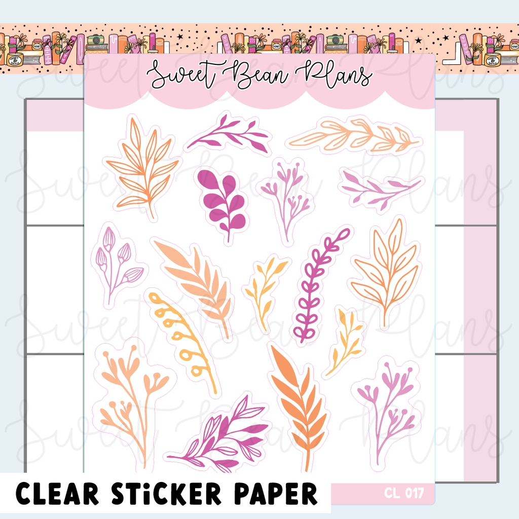 CLEAR June Florals Vinyl Planner Stickers | Cl 017