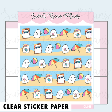 CLEAR Beach Ghosts Washi Vinyl Planner Stickers | Cl 018