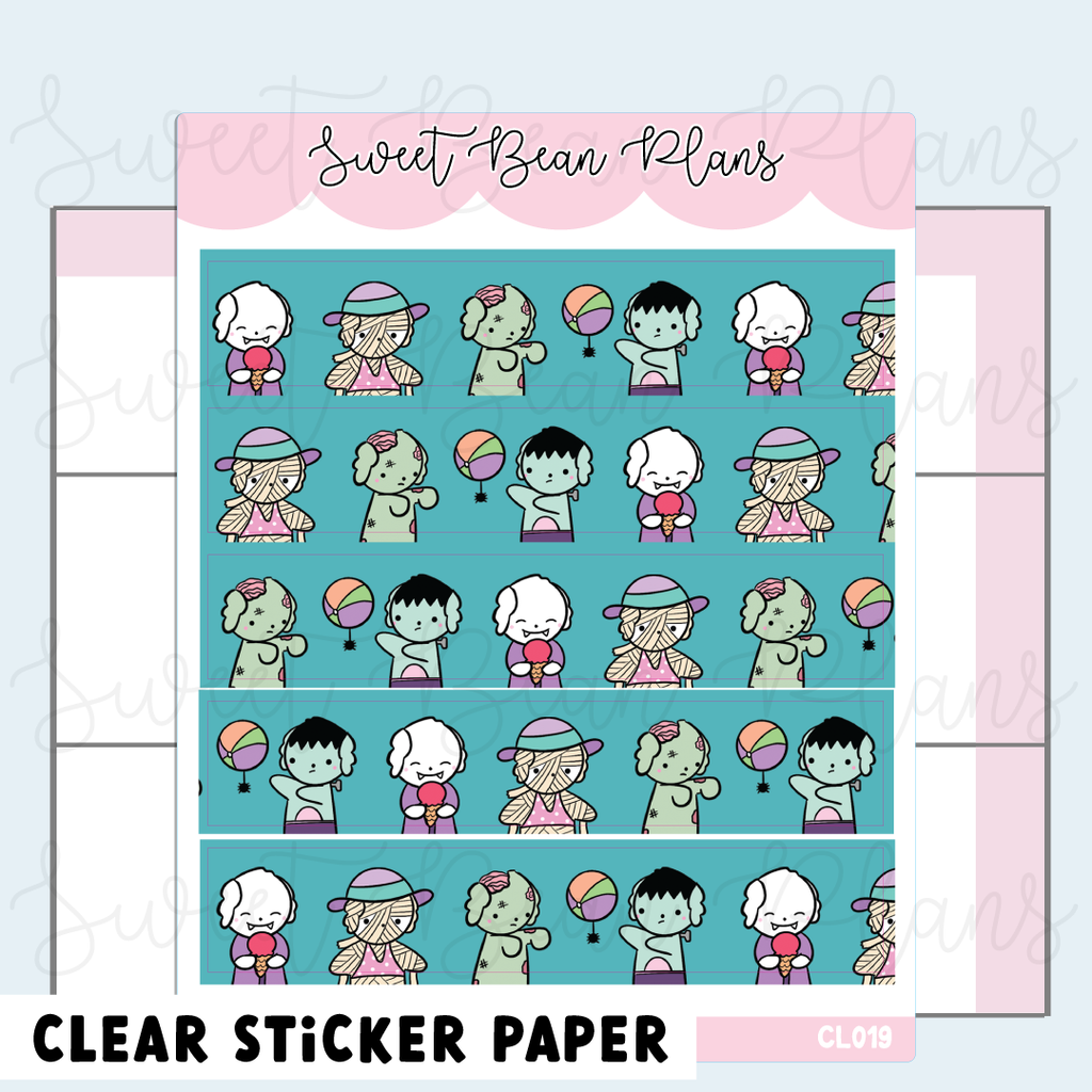 CLEAR Boo Beach Washi Vinyl Planner Stickers | Cl 019