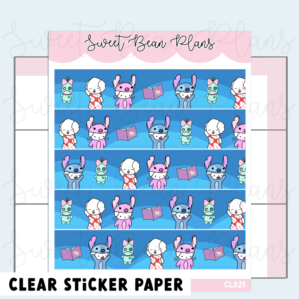 CLEAR Ohana Bean Washi Vinyl Planner Stickers | Cl 021