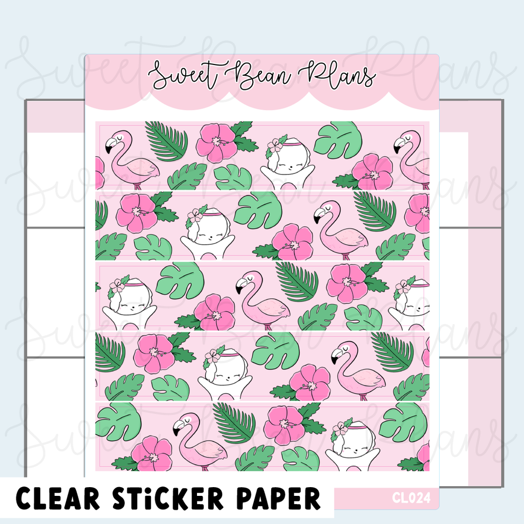 CLEAR Flamingo Bean Washi Vinyl Planner Stickers | Cl 024