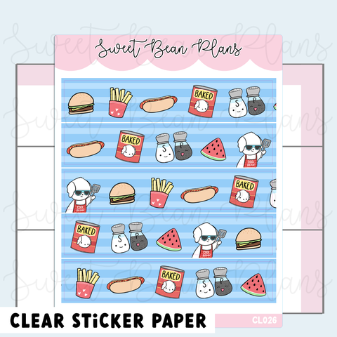 CLEAR BBQ Bean Washi Vinyl Planner Stickers | Cl 026