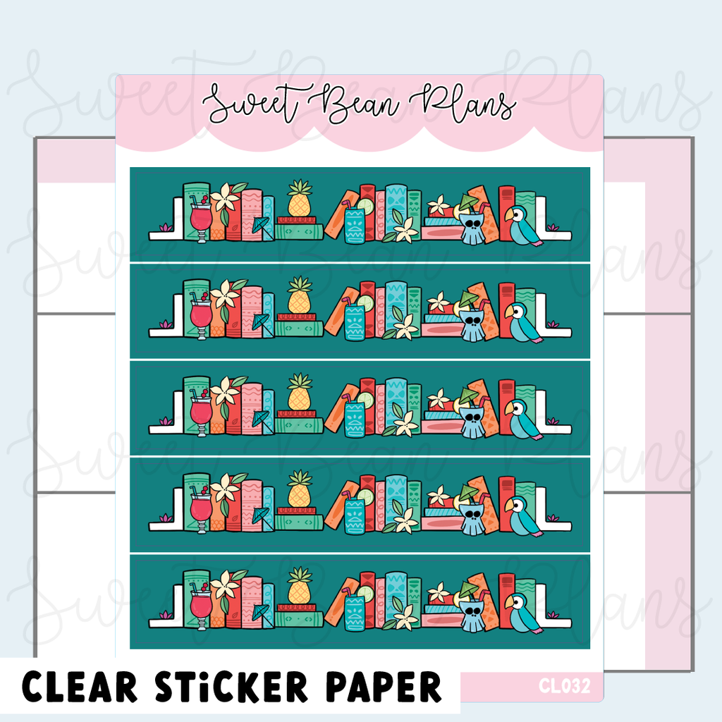 CLEAR Tiki Bookshelf Washi Vinyl Planner Stickers | Cl 032